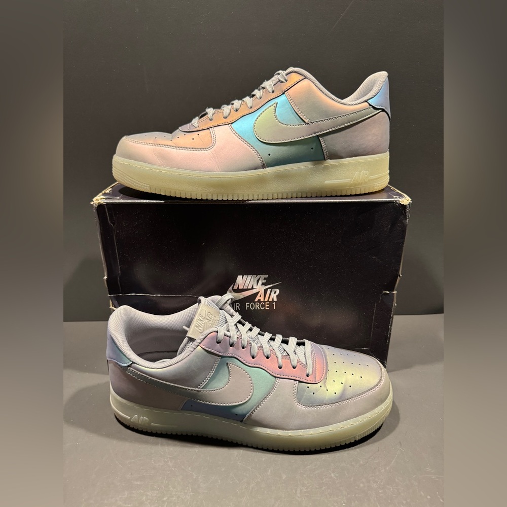 Size 14 - Nike Air Force 1 Low LV8 Iridescent Mens Gray Athletic Shoes Sneakers